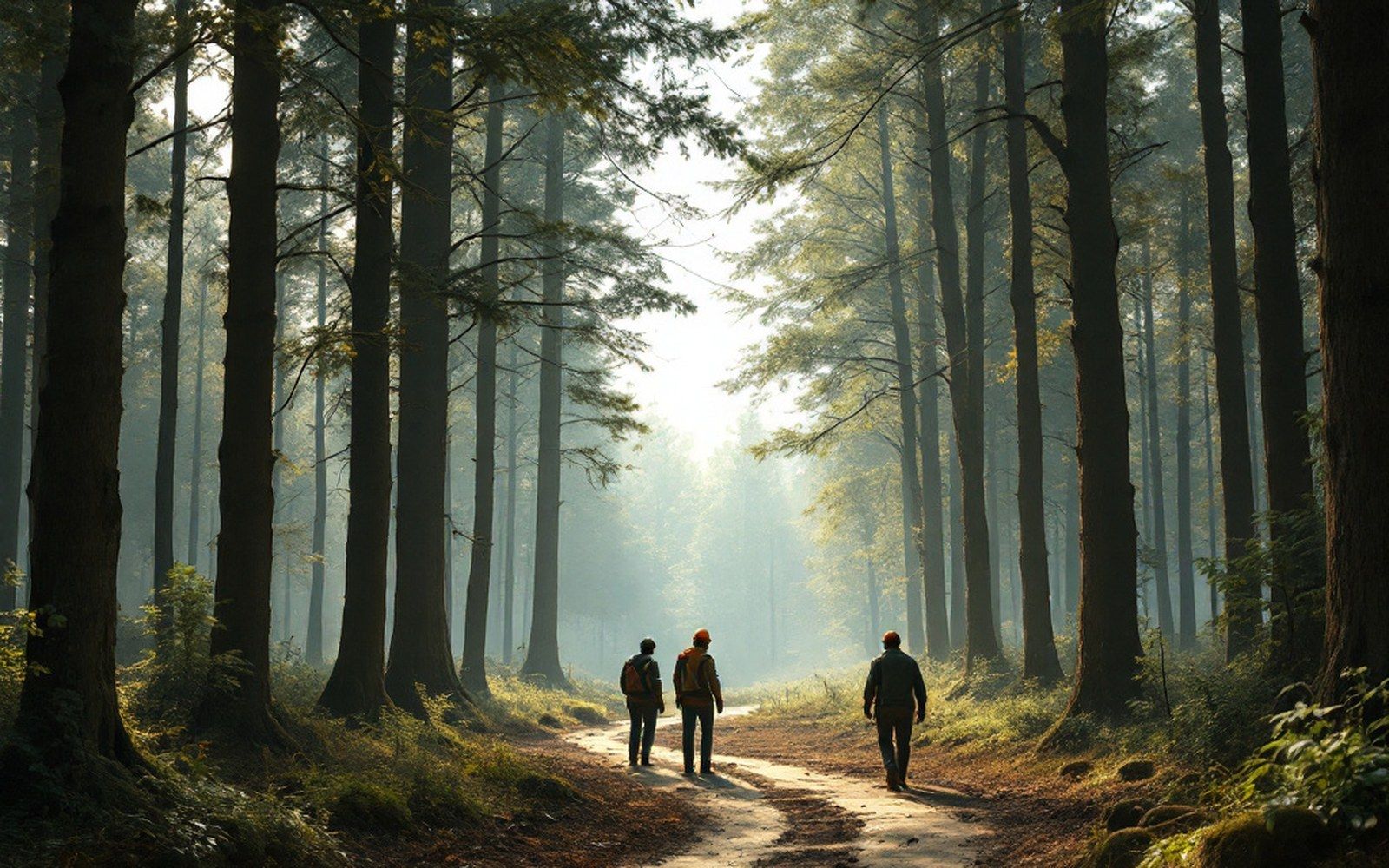 A stand of tall trees around a clearing in open country, still air